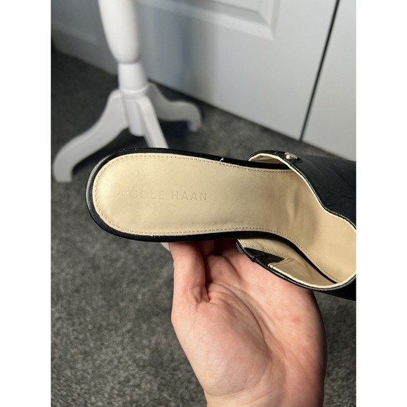 Cole Haan Daina Stacked Chunky Heel Mules Open Toes Leather Casual Modern Size 7 - Picture 11 of 12